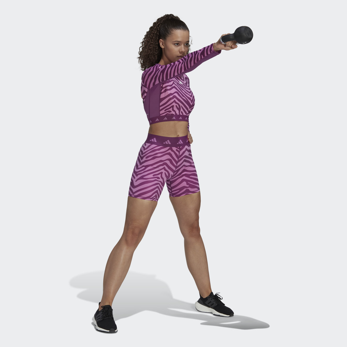 Adidas Hyperglam Techfit Crop Long-Sleeve Top Zebra Long-Sleeve Top. 4