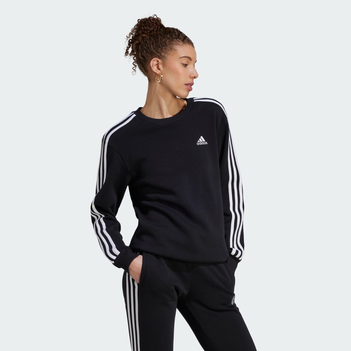 Adidas Essentials 3-Stripes Fleece Sweatshirt. 4