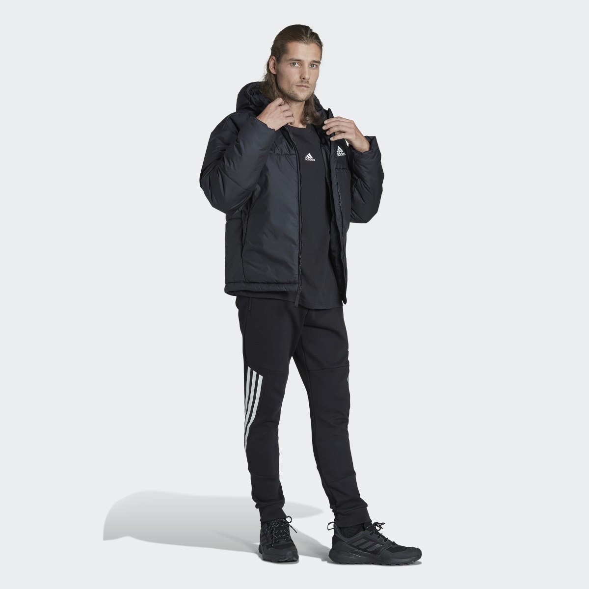 Adidas BSC 3-Stripes Puffy Hooded Jacket. 6