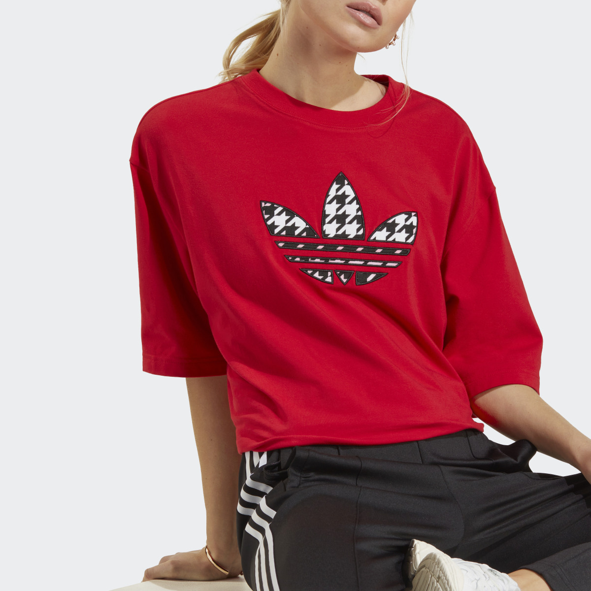 Adidas T-shirt avec Trèfle à motif pied-de-poule Originals. 8