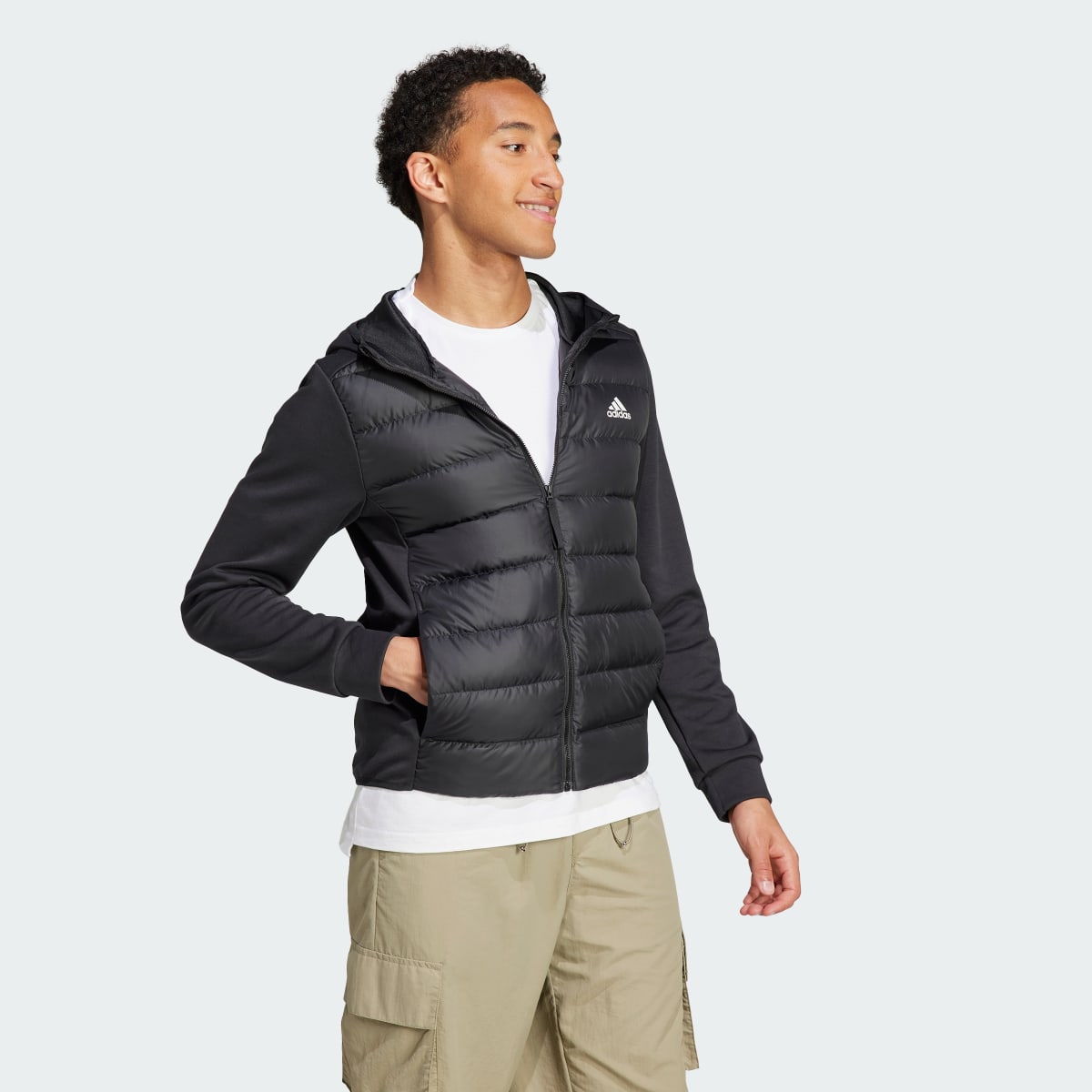 Adidas Essentials Hybrid Down Hooded Jacket. 4