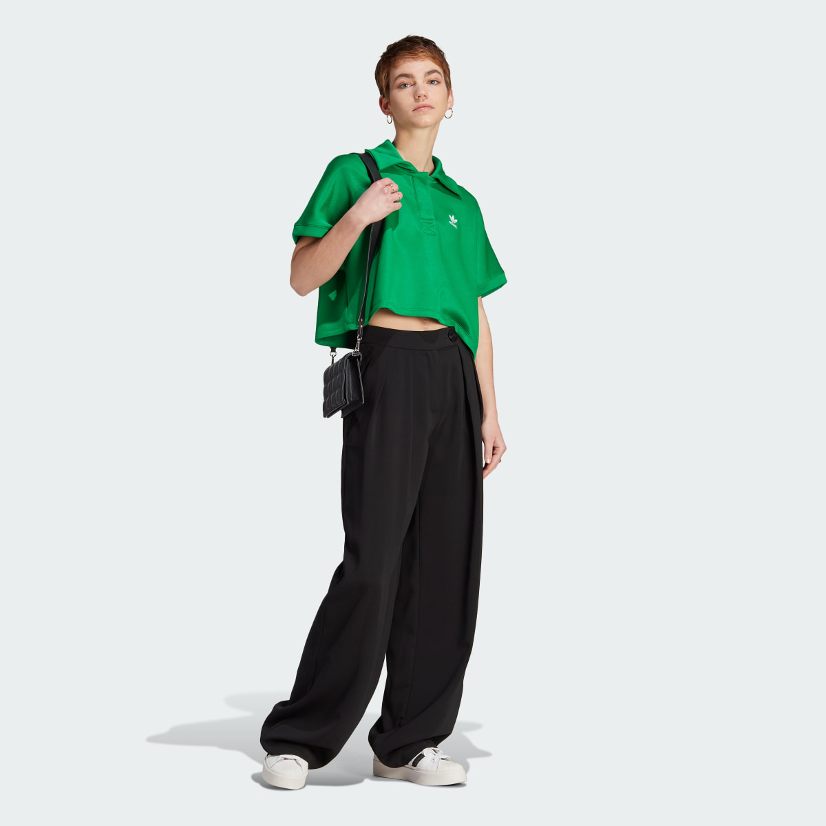 Adidas Adicolor Classics Oversized Crop Polo Tee. 4