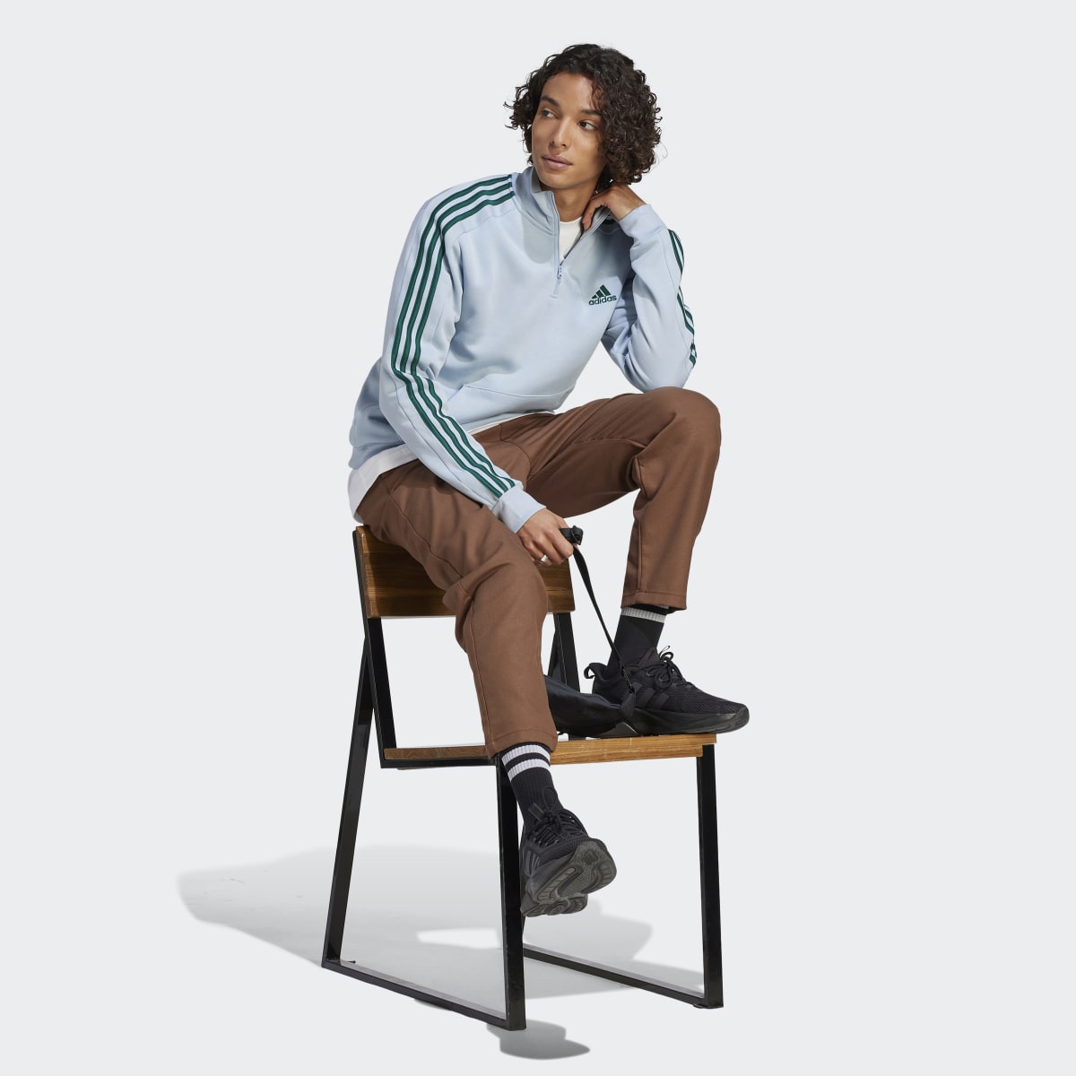 Adidas Essentials Fleece 3-Stripes 1/4-Zip Sweatshirt. 4