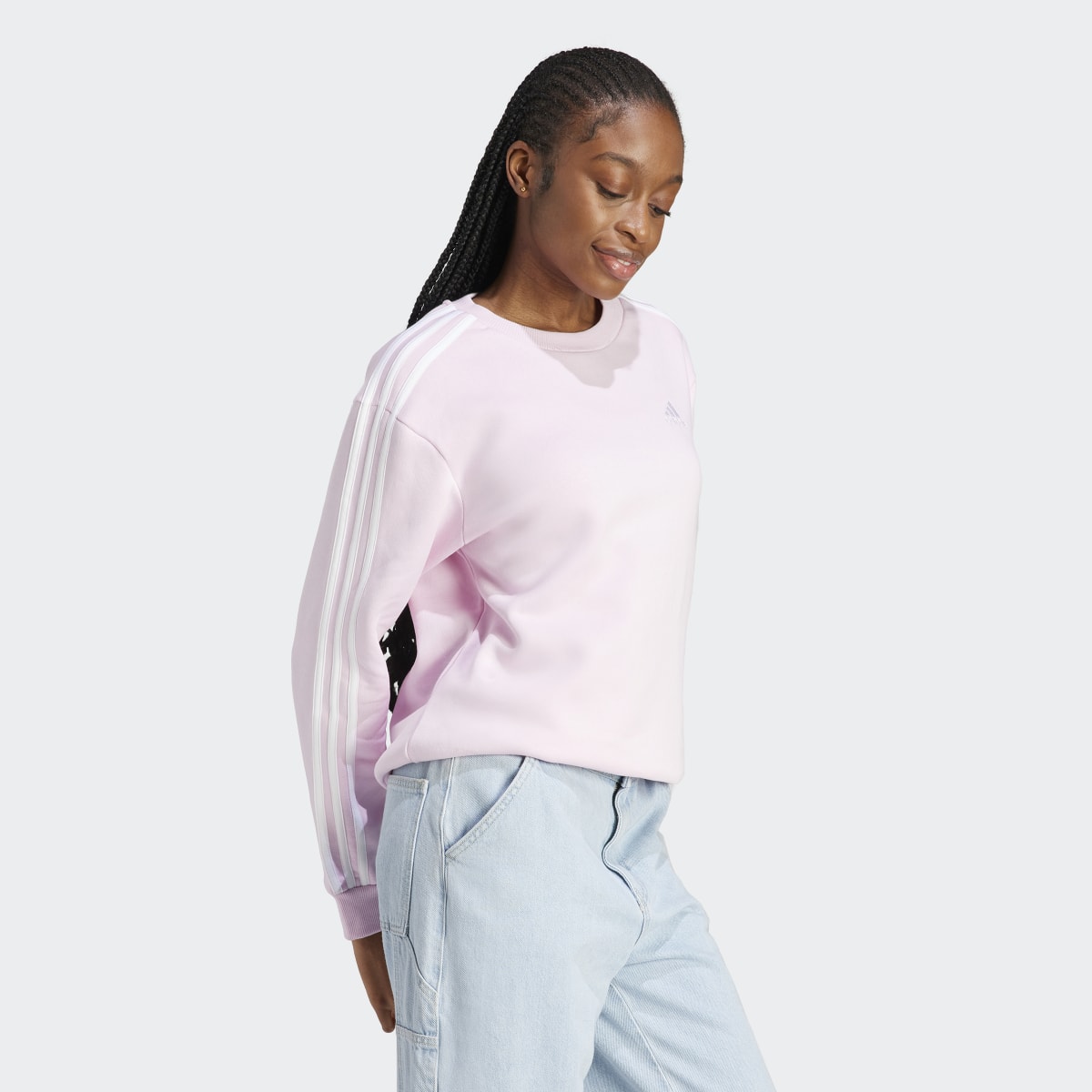 Adidas Essentials 3-Stripes Fleece Sweatshirt. 4