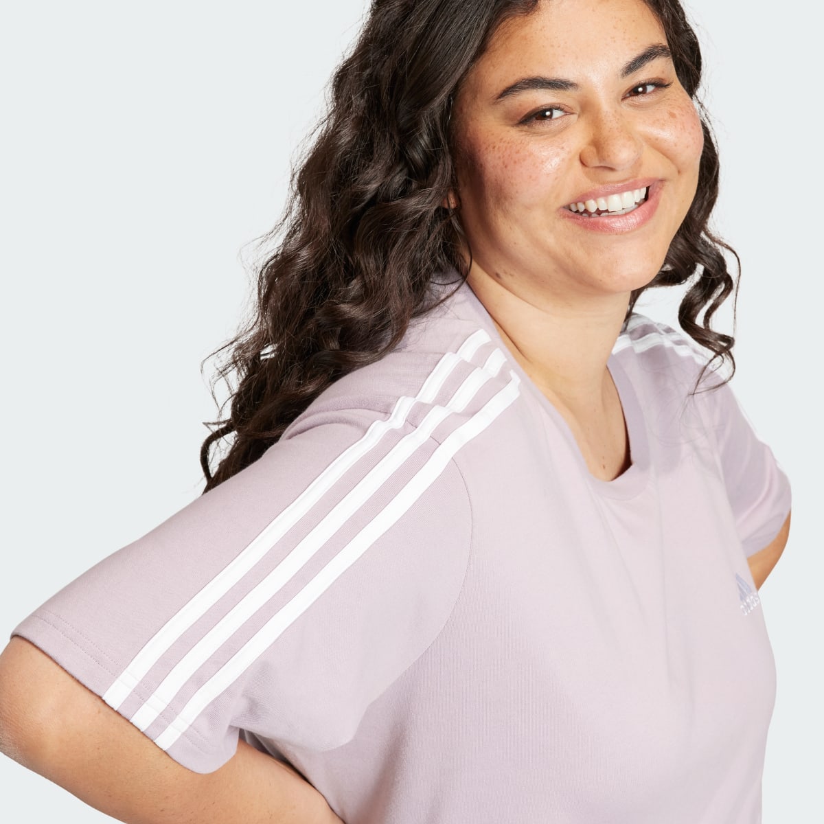 Adidas Essentials 3-Stripes Single Jersey Boyfriend Tee Dress (Plus Size). 7