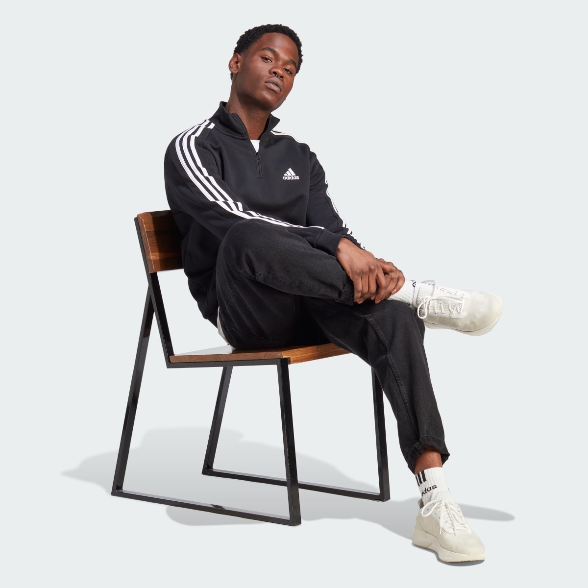 Adidas Essentials Fleece 3-Stripes 1/4-Zip Sweatshirt. 4