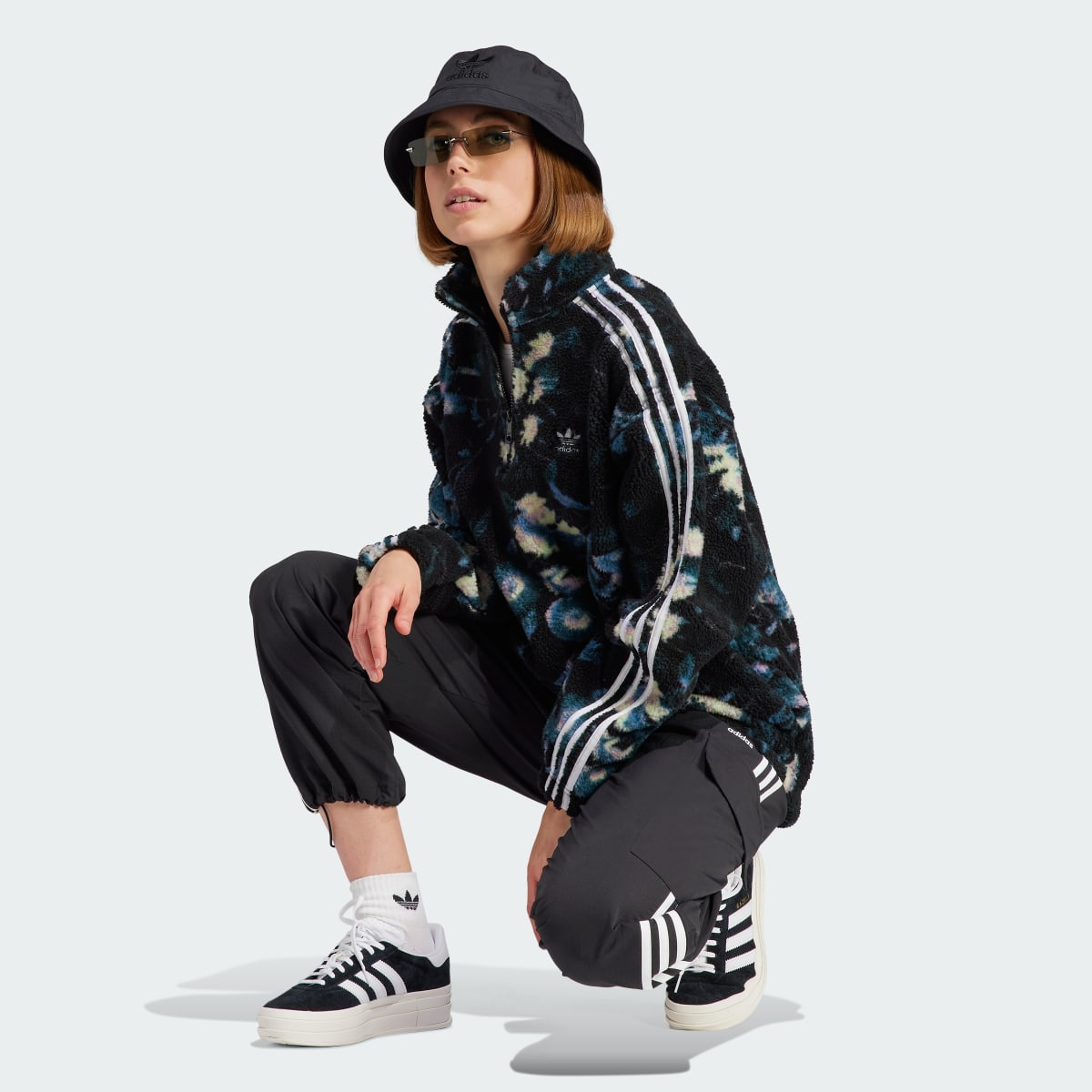 Adidas Allover Print Flower Fleece Jacket. 4