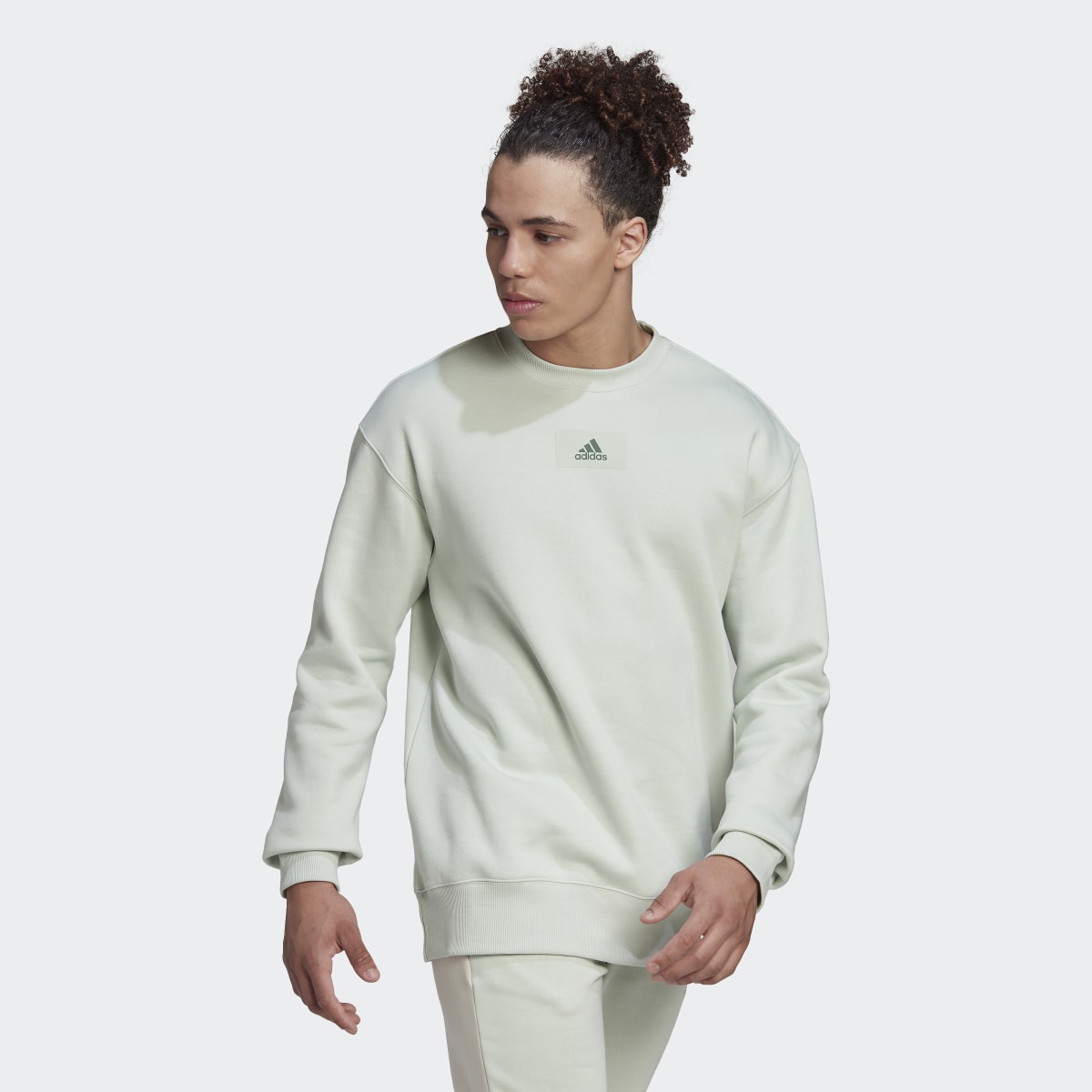 Adidas Essentials FeelVivid Cotton Fleece Drop Shoulder Sweatshirt. 4