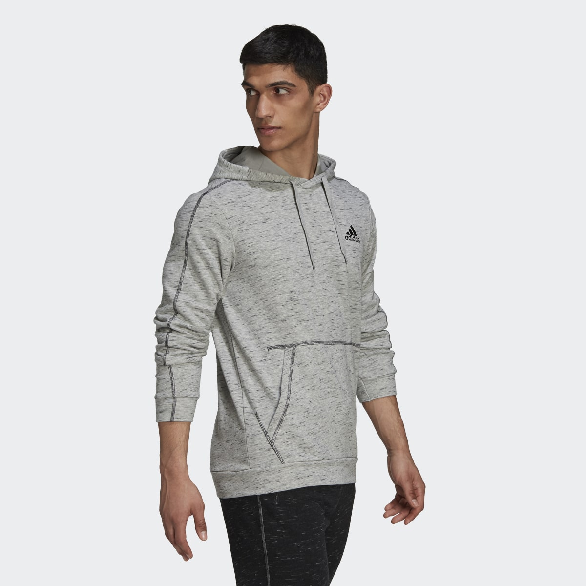 Adidas Essentials Mélange Embroidered Small Logo Hoodie. 5