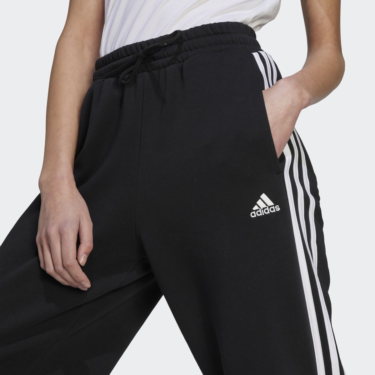 Adidas Essentials 3-Stripes Open Hem Fleece Pants. 5