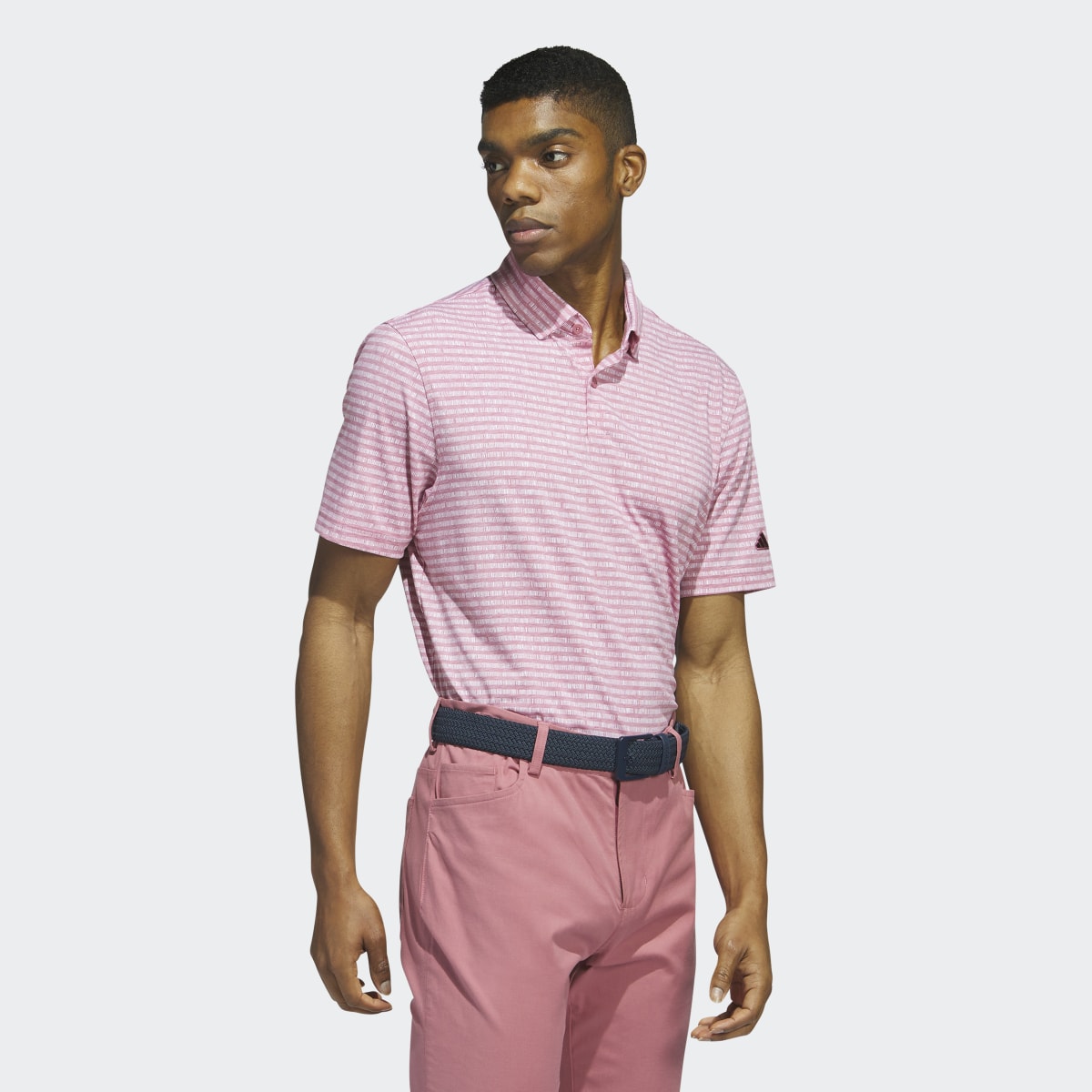 Adidas Go-To Striped Golf Polo Shirt. 4