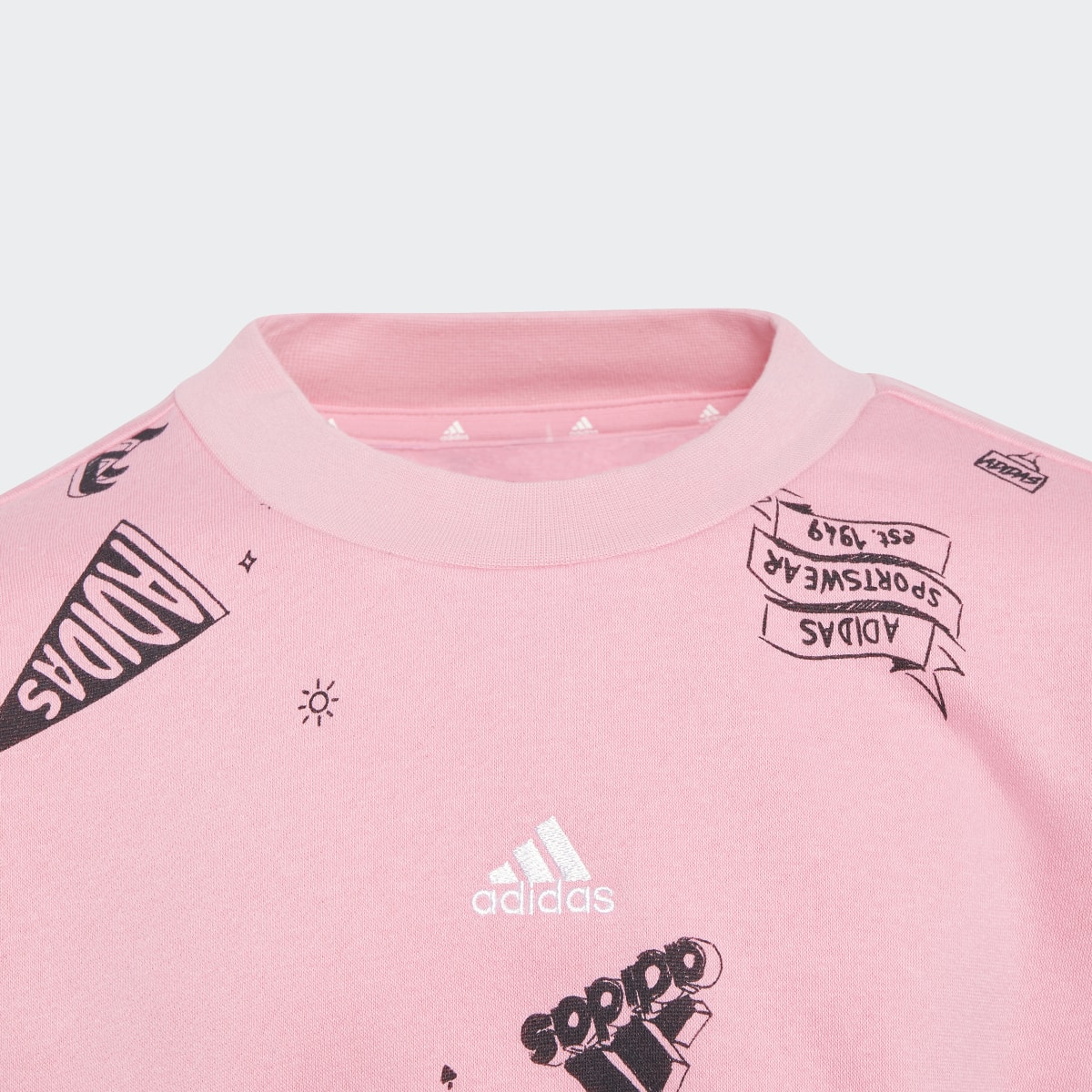 Adidas Brand Love Allover Print Crew Sweatshirt Kids. 4