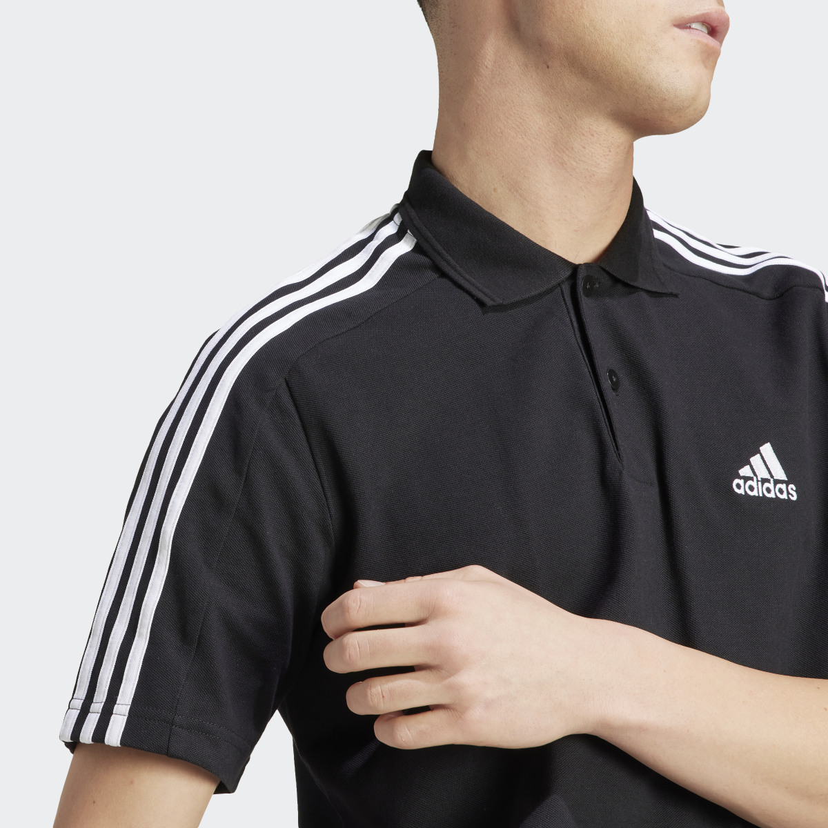 Adidas Essentials Piqué Embroidered Small Logo 3-Stripes Polo Shirt. 8