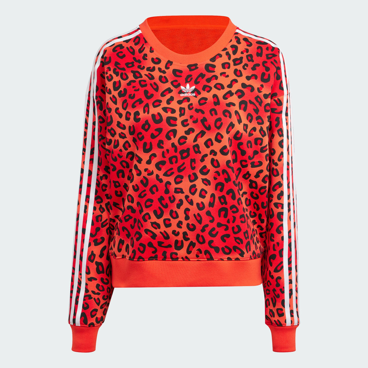 Adidas Originals Leopard Luxe Trefoil Crew Sweatshirt. 5