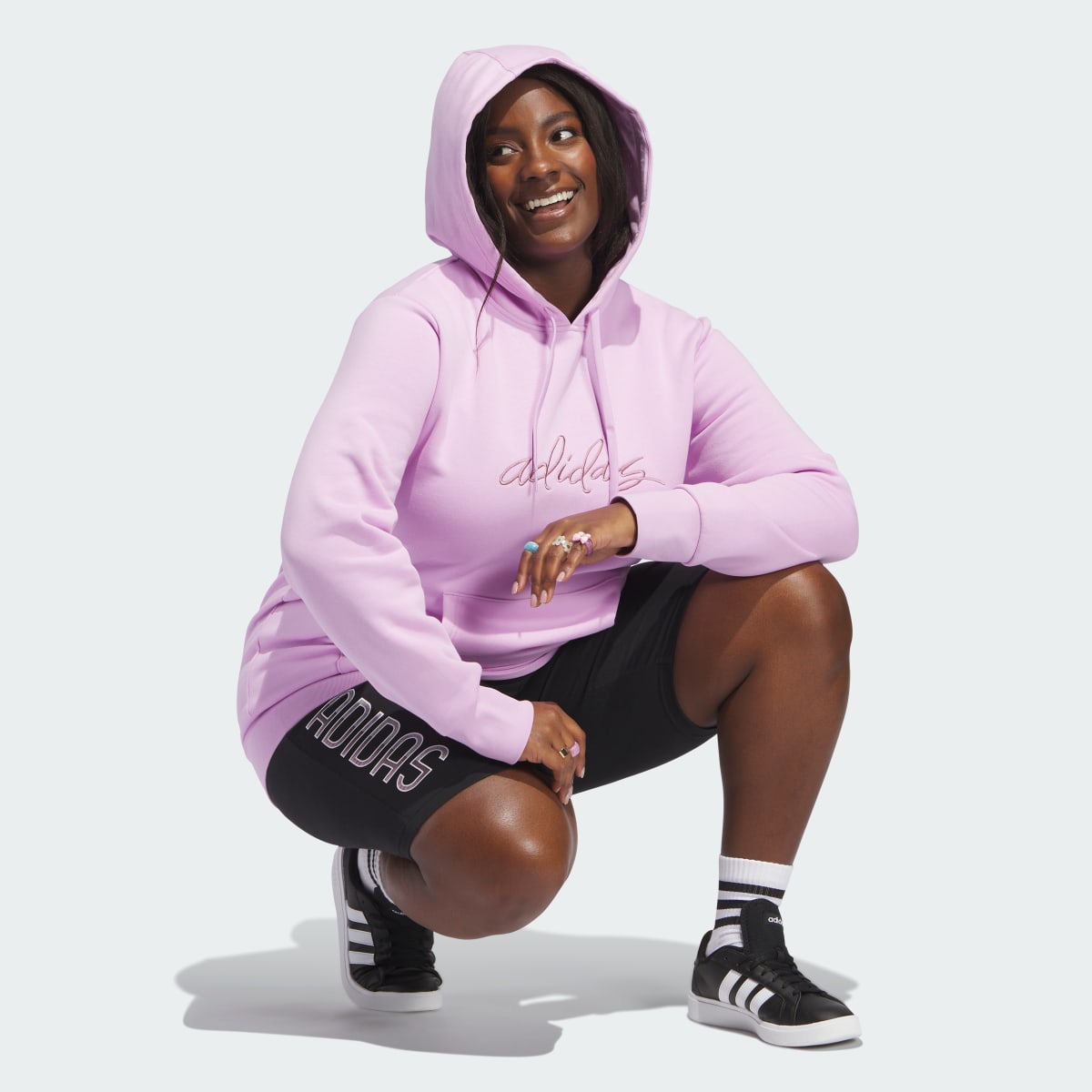 Adidas Embroidered Logo Hoodie (Plus Size). 4