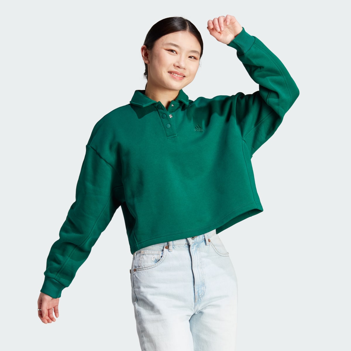 Adidas All SZN Fleece Graphic Polo Sweatshirt. 4