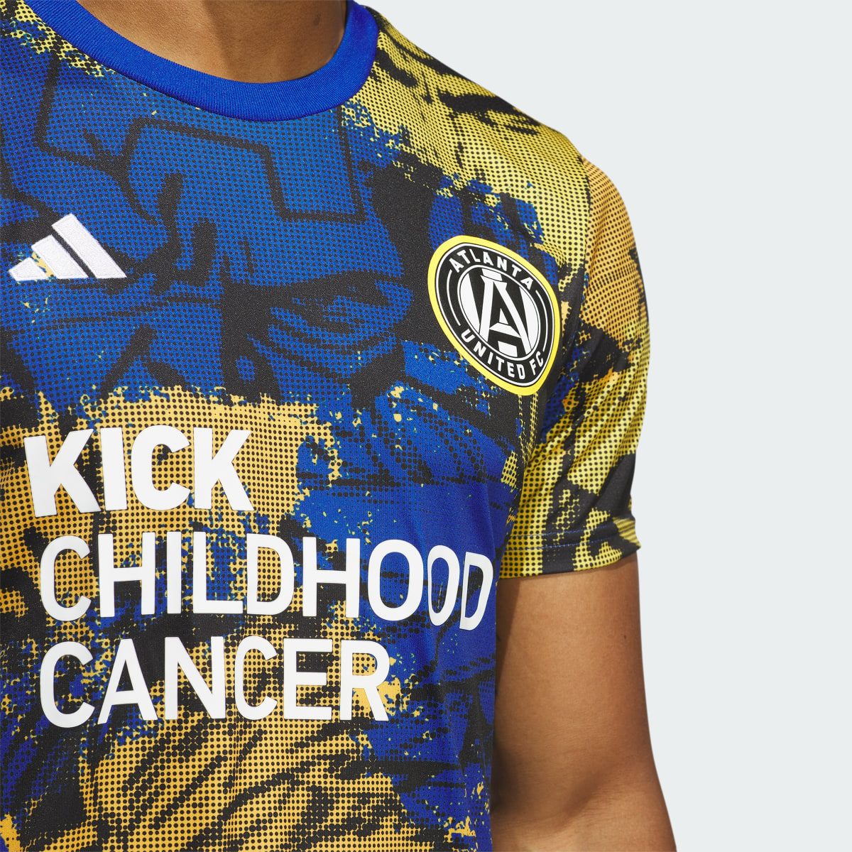 Adidas Atlanta United FC Marvel MLS Kick Childhood Cancer Pre-Match Jersey. 7