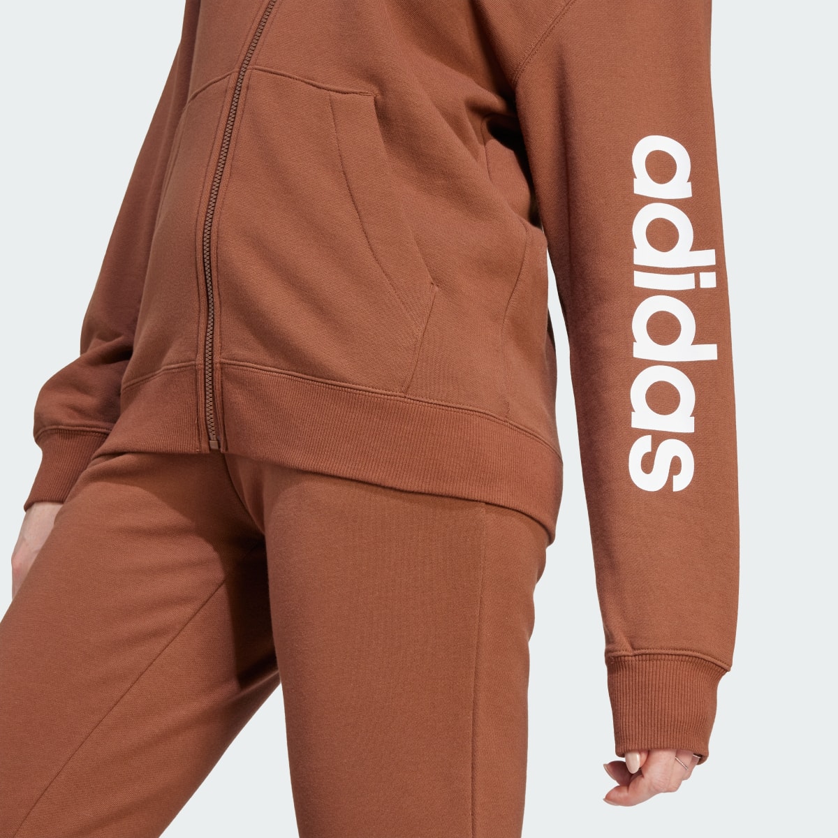 Adidas Veste à capuche entièrement zippée en molleton Essentials Linear (Grandes tailles). 7