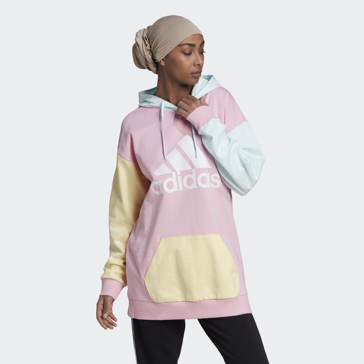 Adidas Felpa con cappuccio Essentials Colorblock Logo Oversized. 4