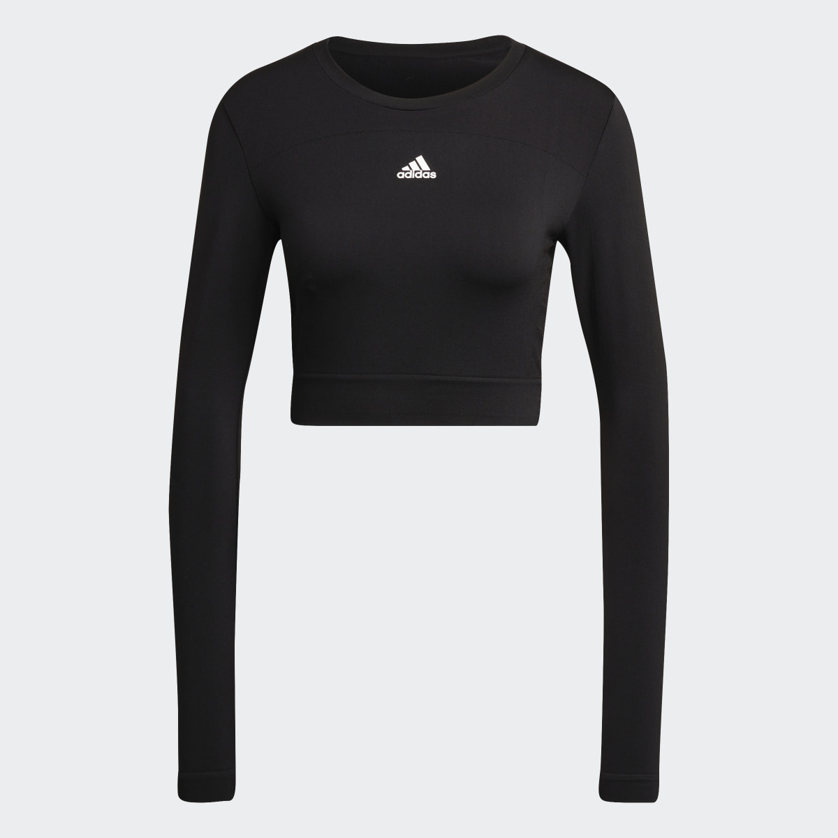 Adidas AEROKNIT Seamless Fitted Cropped Long-Sleeve Top. 5