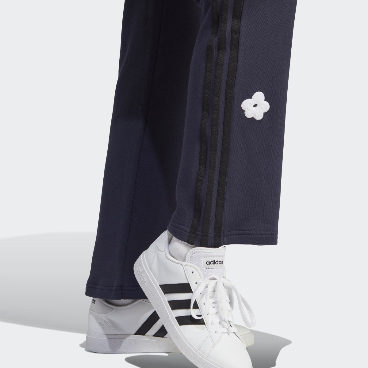 Adidas 3-Stripes High Rise Joggers with Chenille Flower Patches. 6