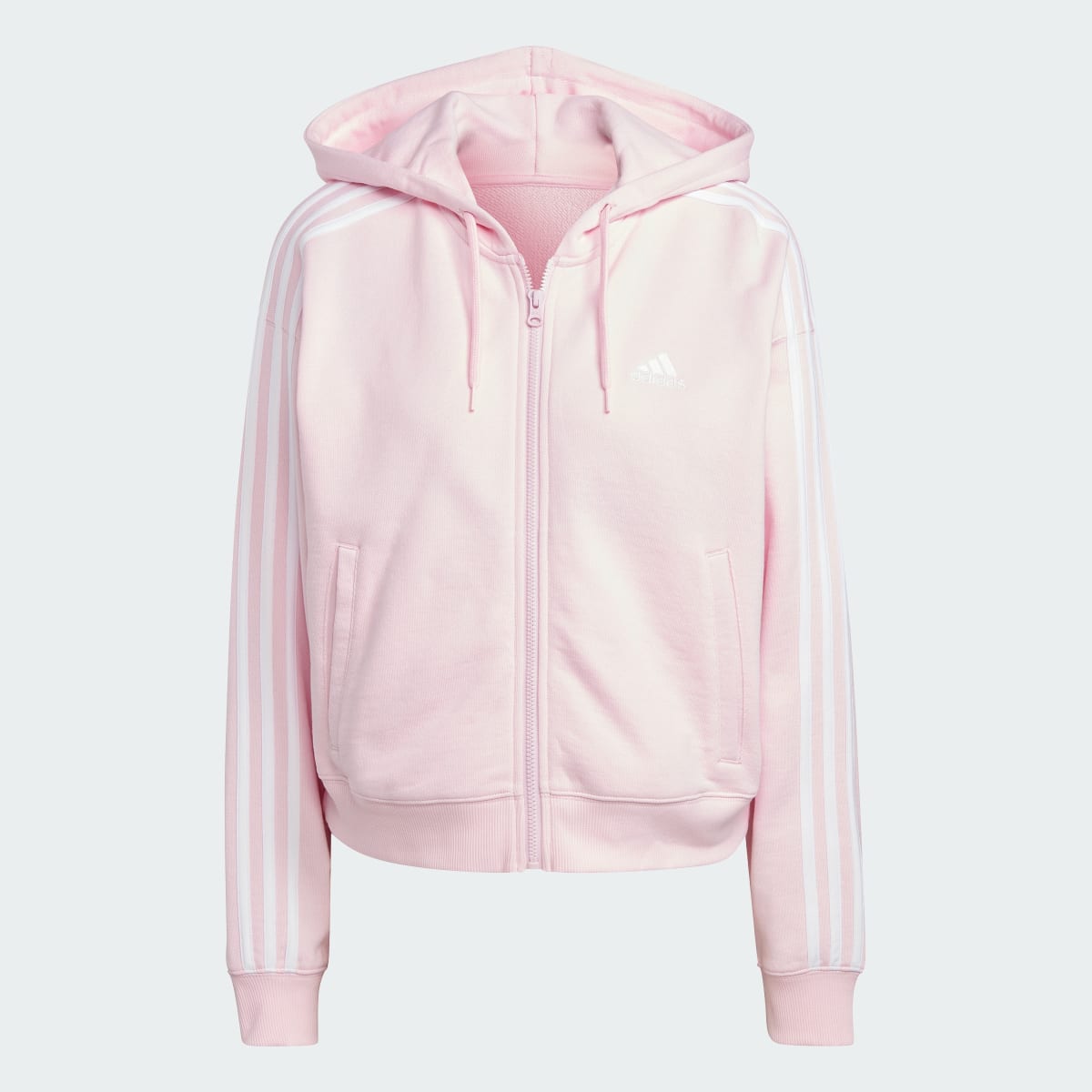 Adidas Veste bomber à capuche entièrement zippée en molleton Essentials 3-Stripes. 5