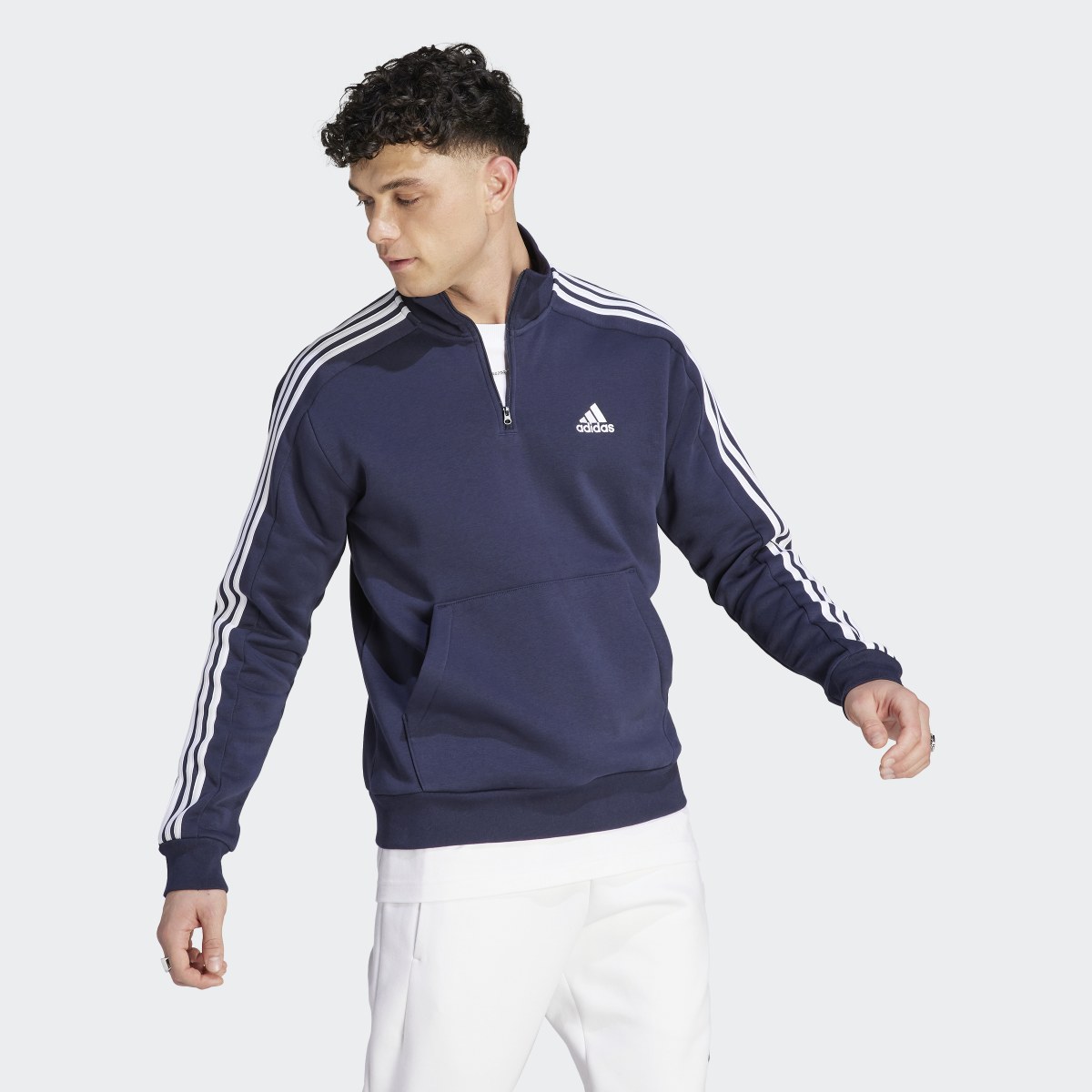 Adidas Essentials Fleece 3-Stripes 1/4-Zip Sweatshirt. 4