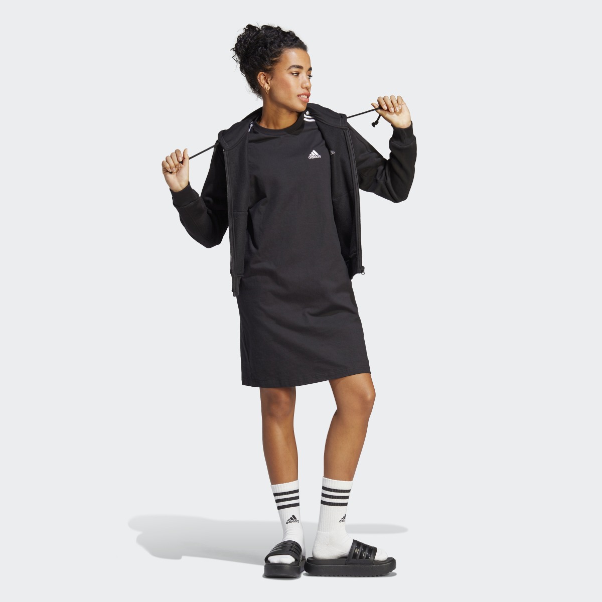 Adidas Essentials 3-Stripes Single Jersey Boyfriend Tee Dress. 4