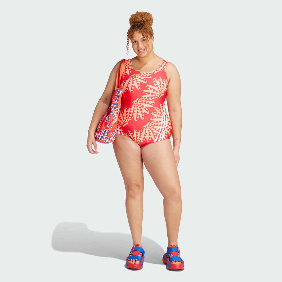 Adidas FARM Rio 3-Stripes CLX Swimsuit (Plus Size). 5