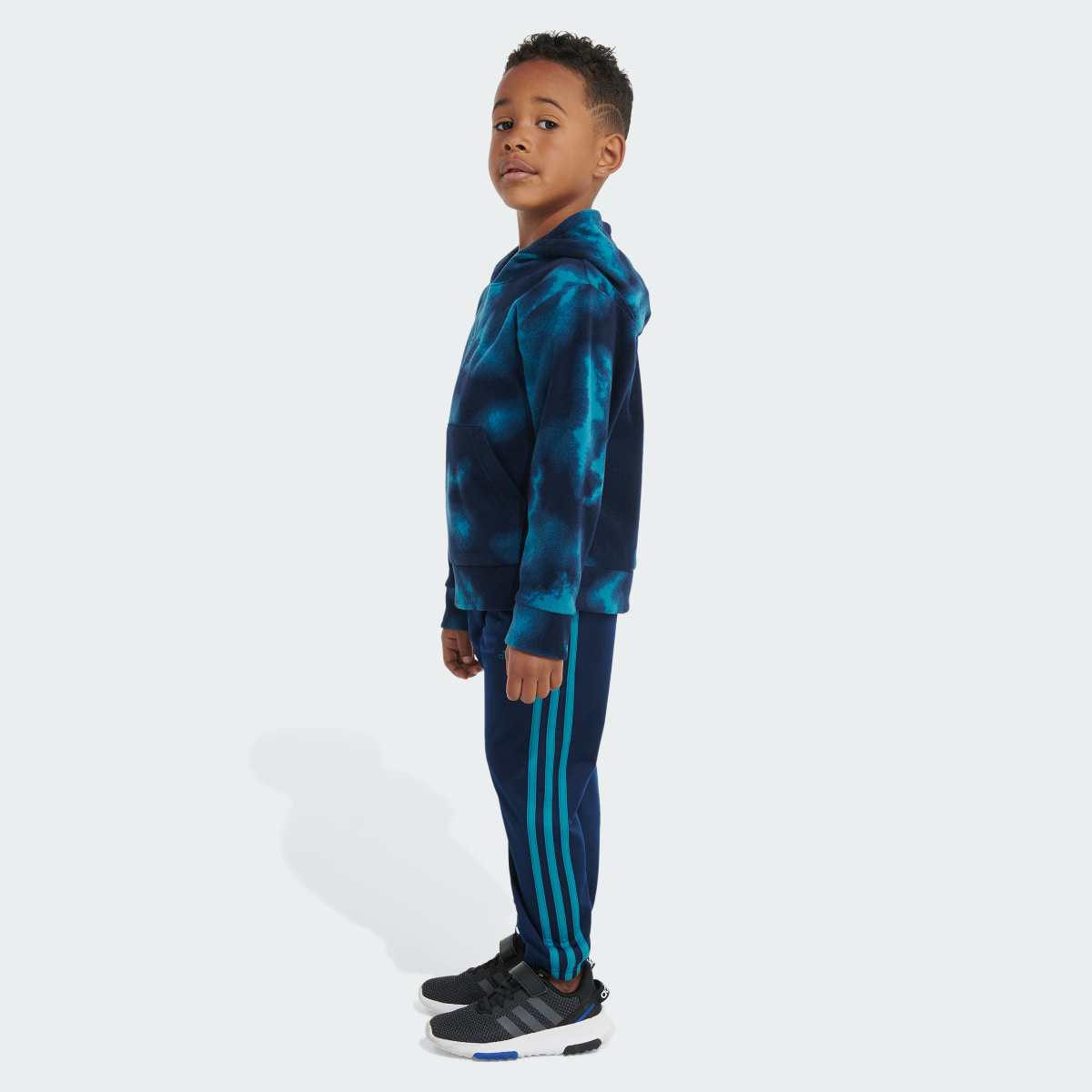 Adidas Two-Piece Printed Microfleece Pullover and Jogger Set. 6