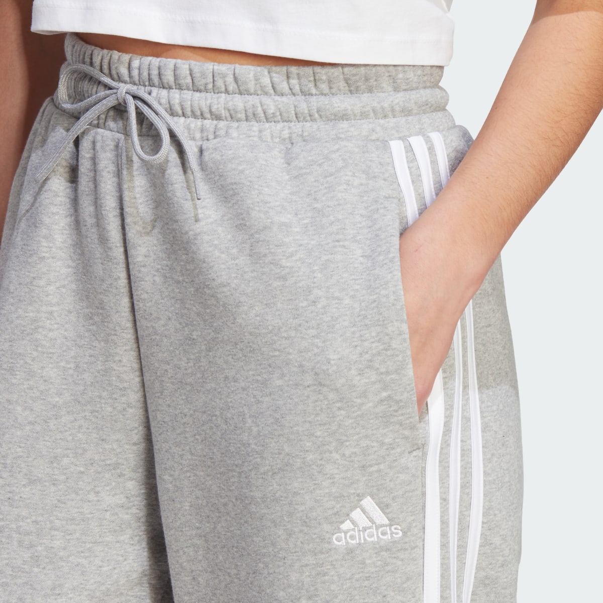 Adidas Essentials 3-Stripes Open Hem Fleece Pants. 5