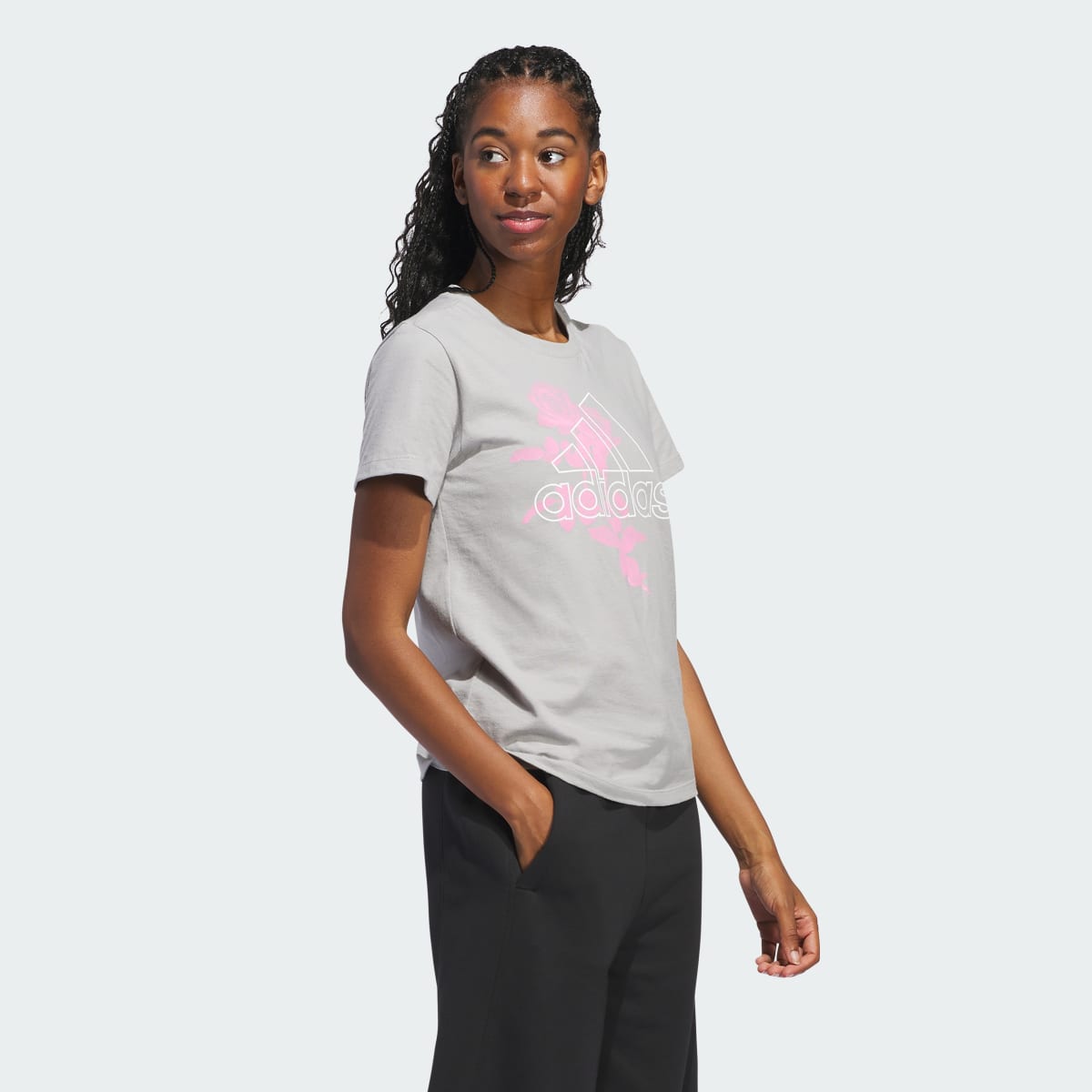 Adidas Outline Rose Graphic Tee. 4