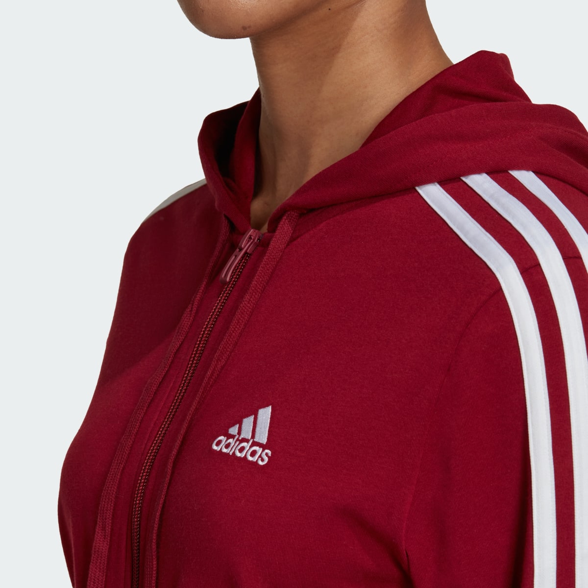 Adidas Essentials Single Jersey 3-Stripes Full-Zip Kapüşonlu Üst. 6