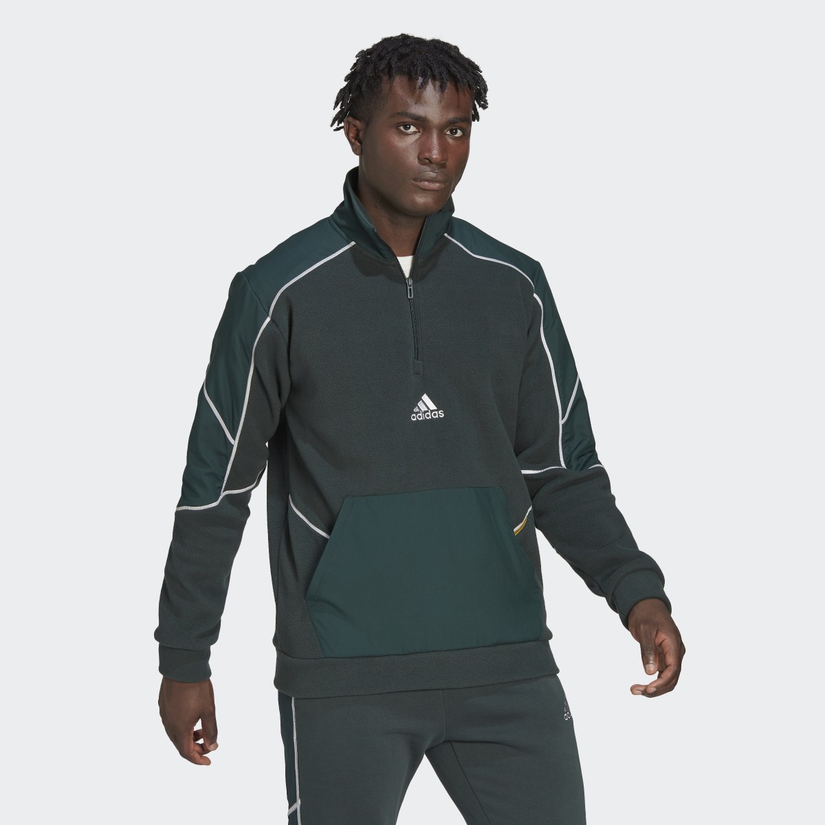 Adidas Maglia Essentials Reflect-in-the-Dark Polar Fleece Quarter-Zip. 4