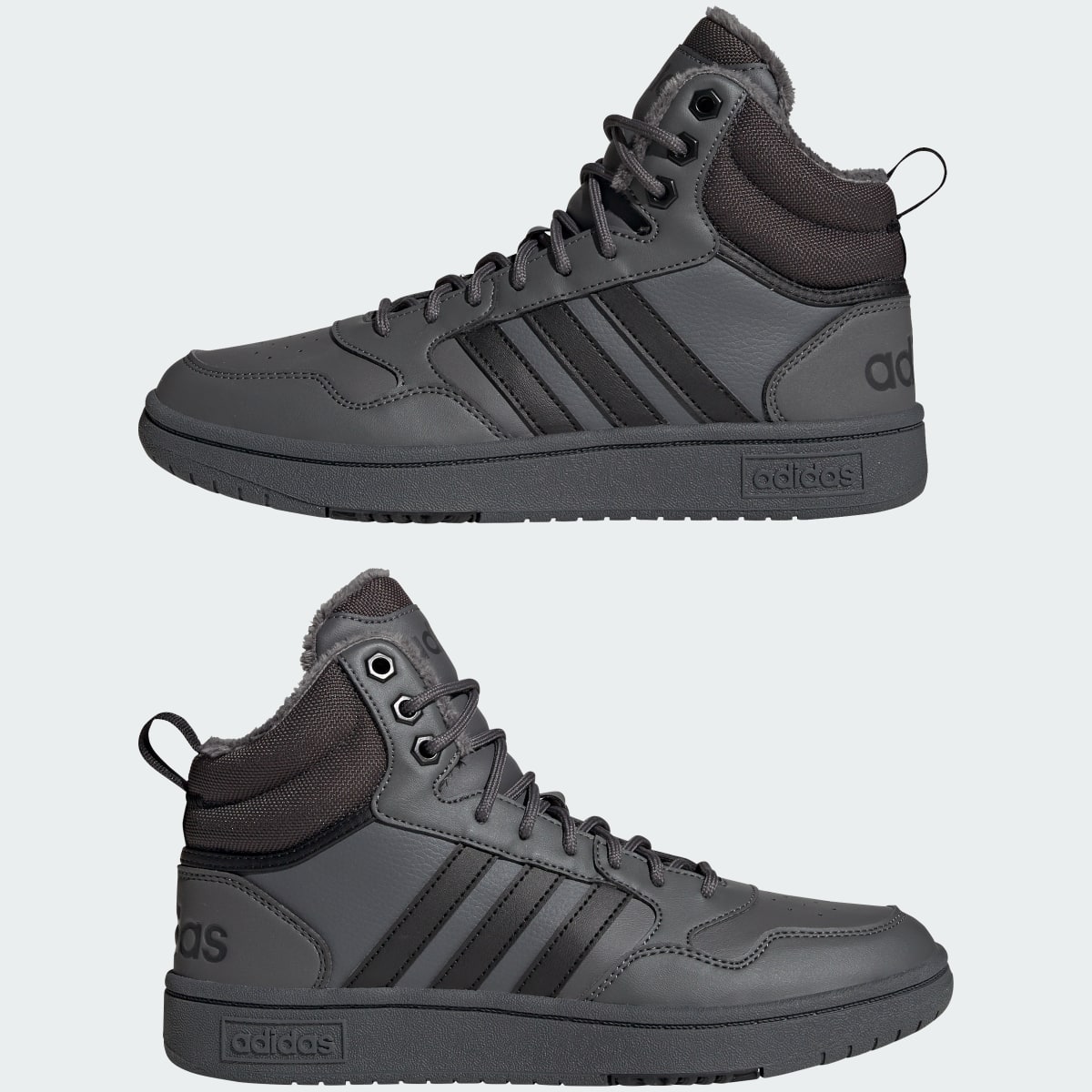 Adidas Hoops 3.0 Mid Lifestyle Basketball Classic Fur Lining Winterized Shoes. 8