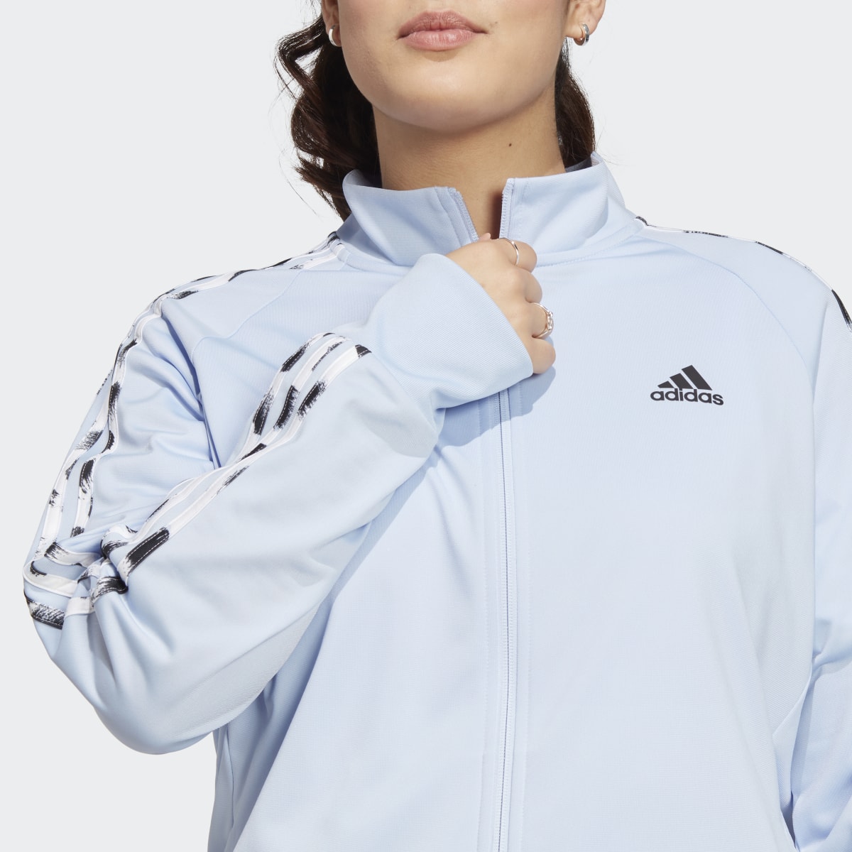 Adidas Essentials Warm-Up Tricot Slim 3-Stripes Track Jacket (Plus Size). 6