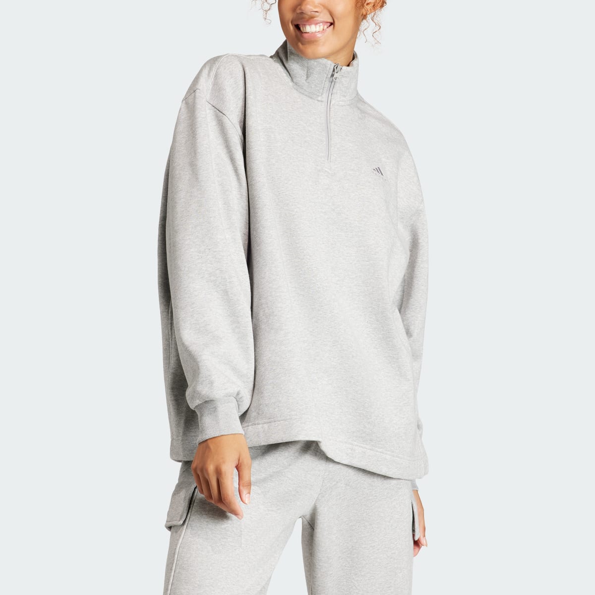 szn adidas Men's All SZN Fleece Quarter-Zip Crewneck Swearshirt