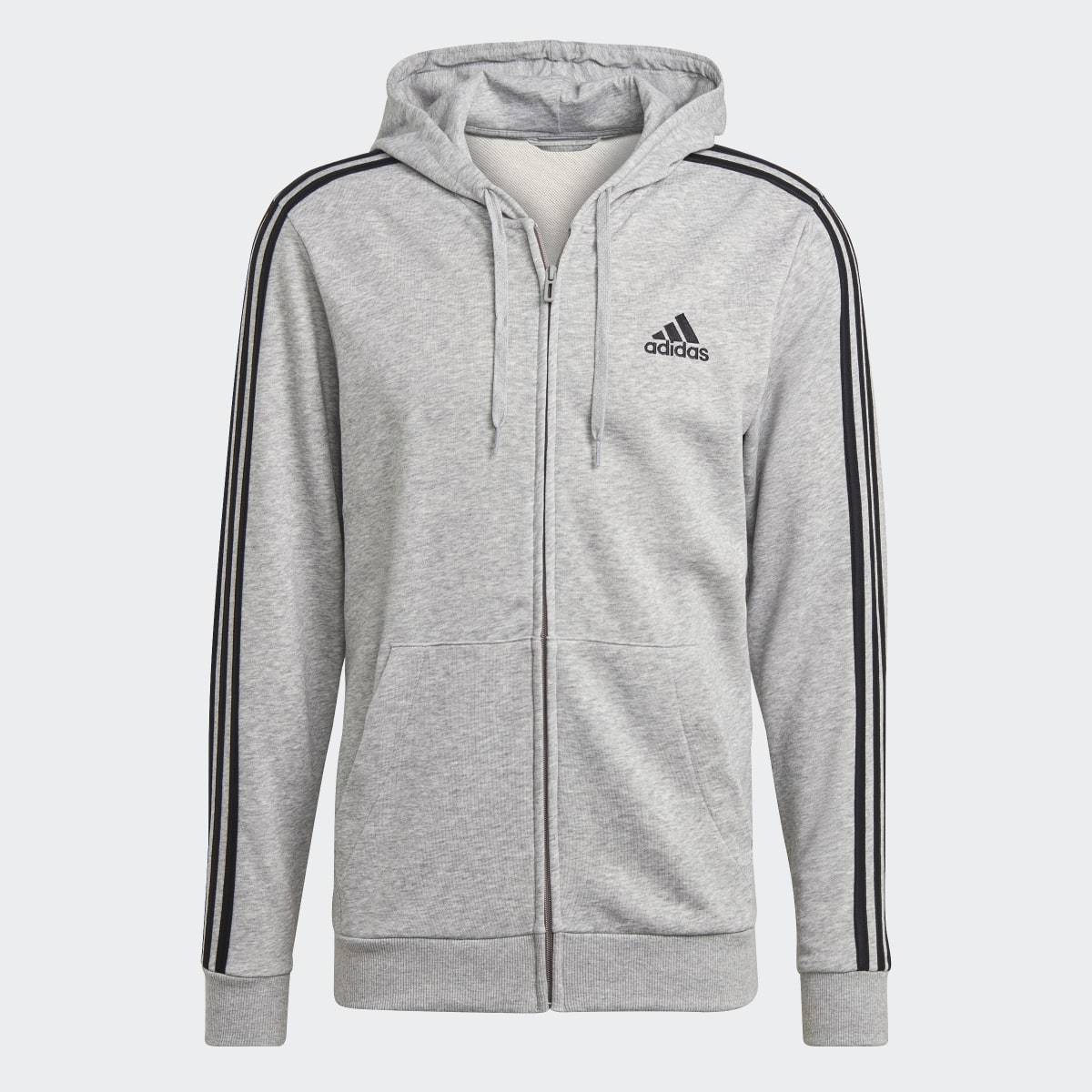 Adidas Essentials French Terry 3-Stripes Full-Zip Hoodie - GK9034