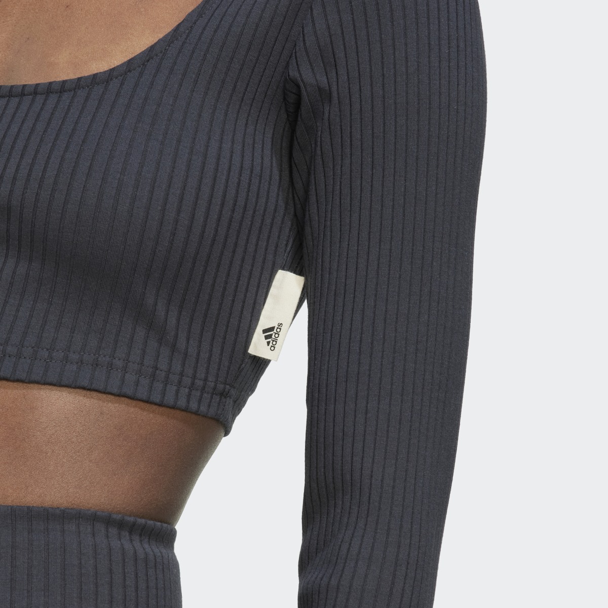 Adidas Maglia Studio Lounge Ribbed Cropped Long Sleeve. 6