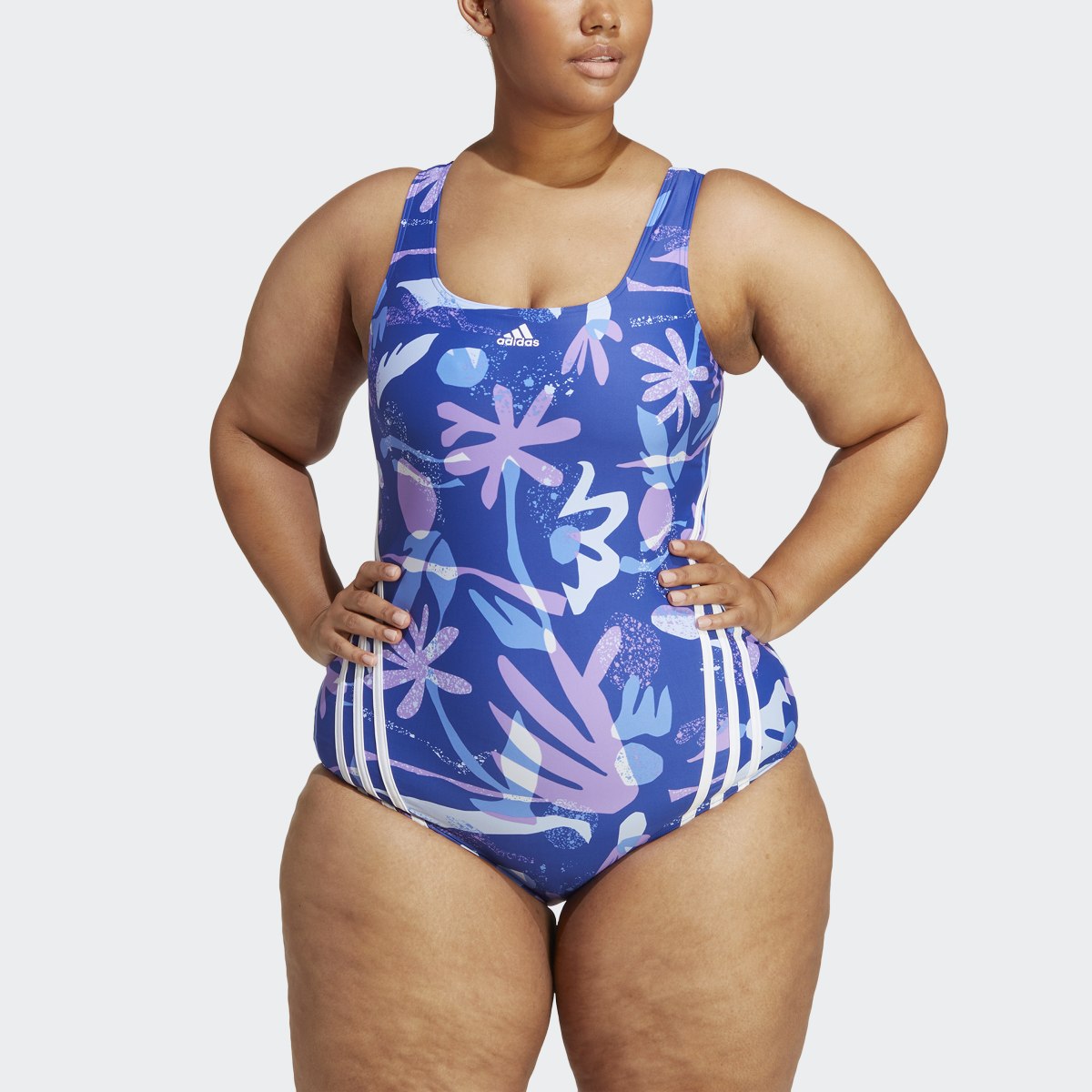 Adidas Floral 3 Stripes Swimsuit Plus Size IB5997