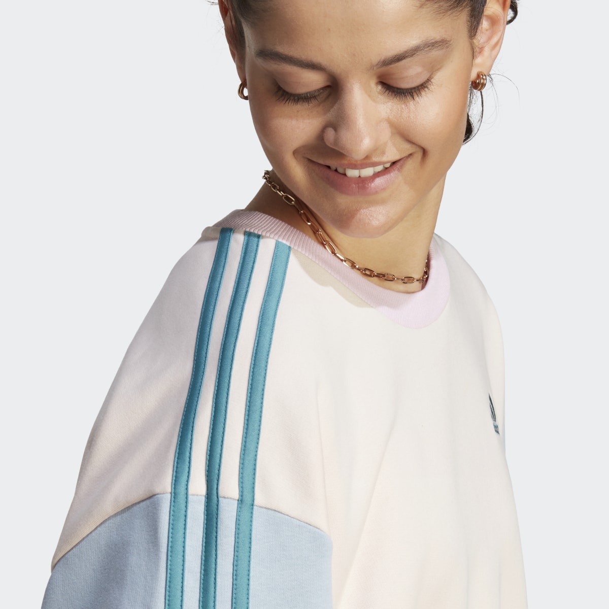 Adidas Essentials 3-Stripes Oversized Fleece Sweatshirt. 5