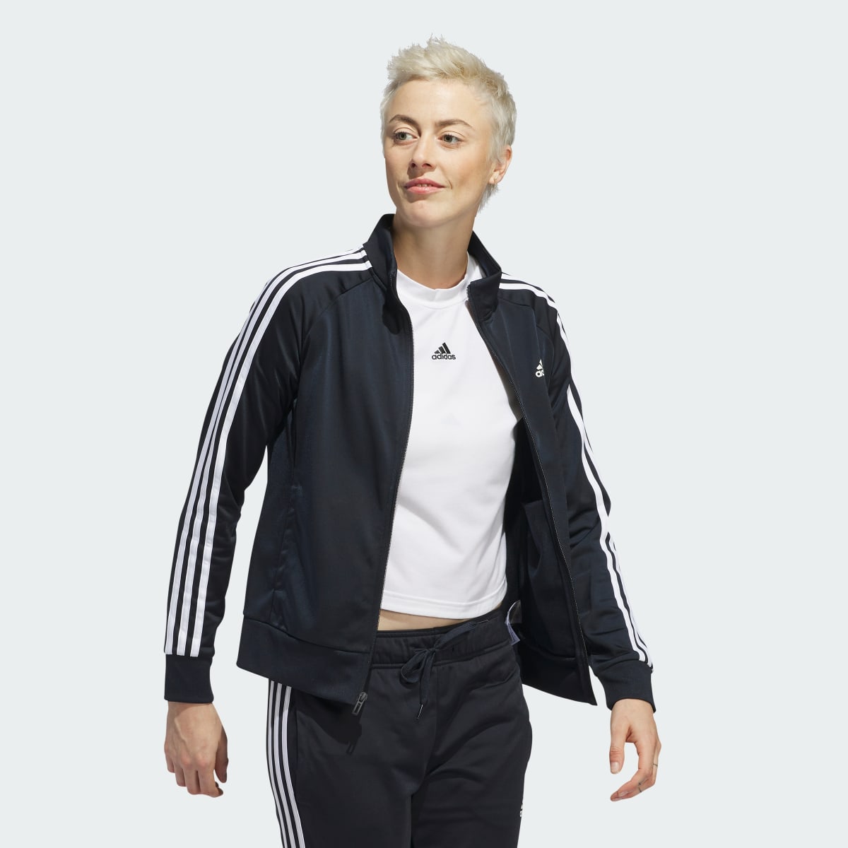 Adidas Primegreen Essentials Warm-Up Slim 3-Stripes Track Jacket. 4