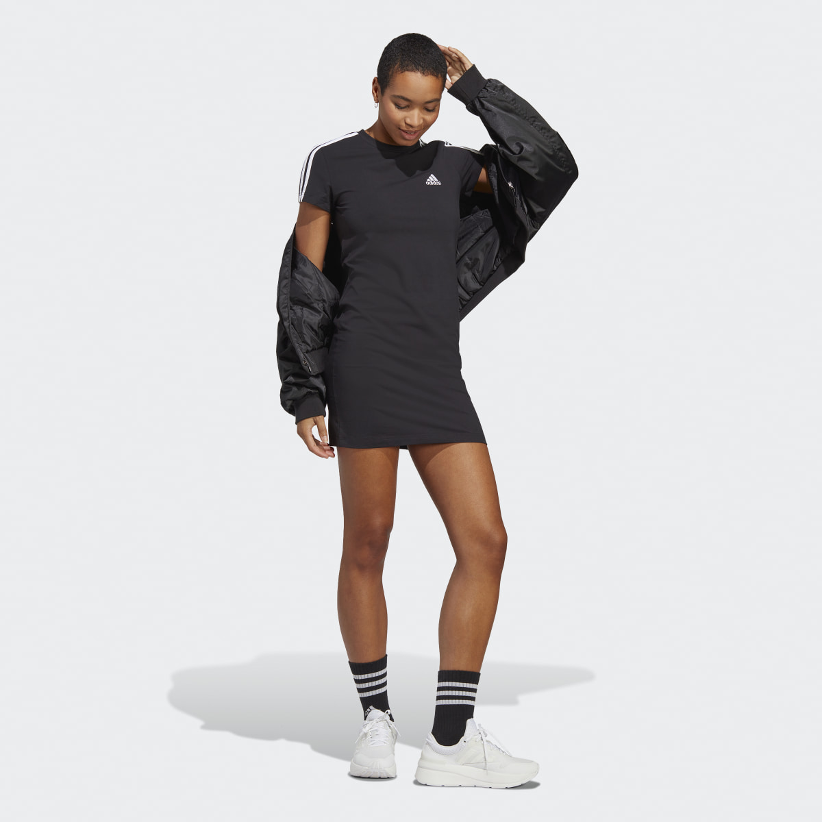 Adidas Essentials 3-Stripes Single Jersey Fitted Tee Dress. 4