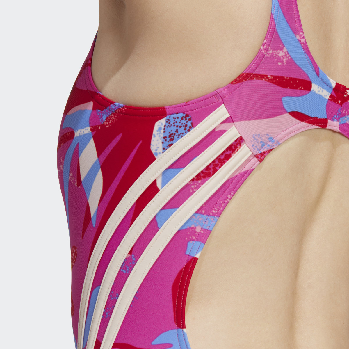 Adidas Floral 3-Streifen Badeanzug. 9