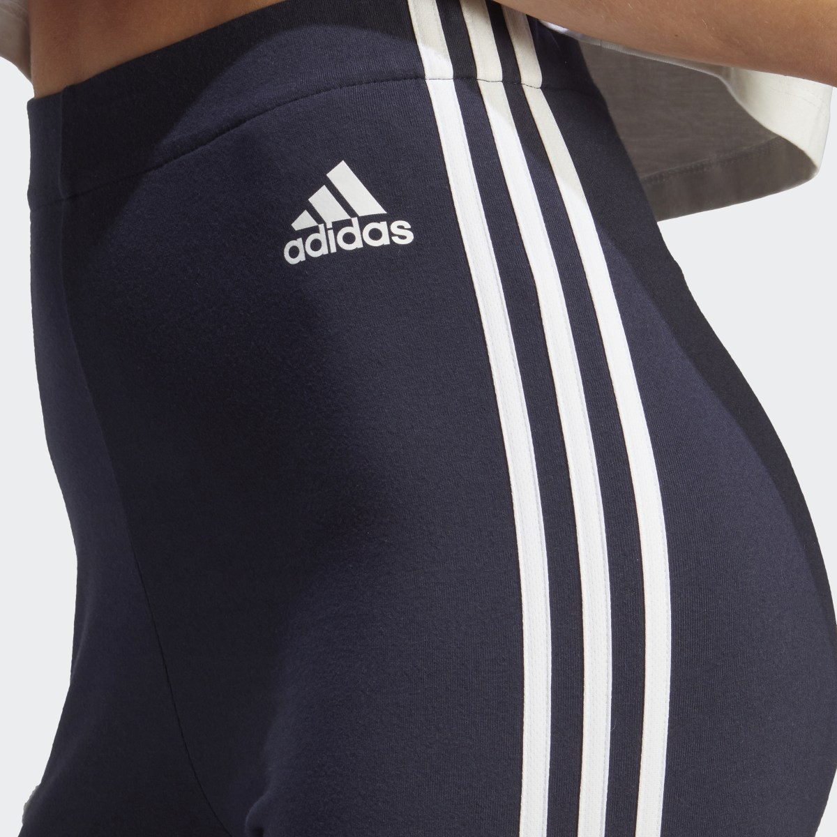 Adidas 3-Stripes High-Rise Cotton Leggings With Chenille Flower Patches. 5