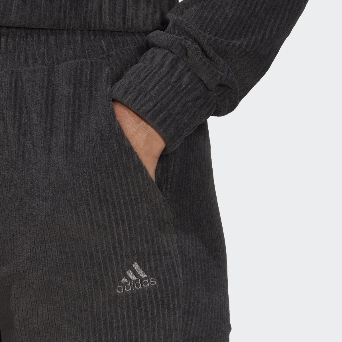 Adidas Hyperglam Rib Velour Flared Leg Joggers. 5