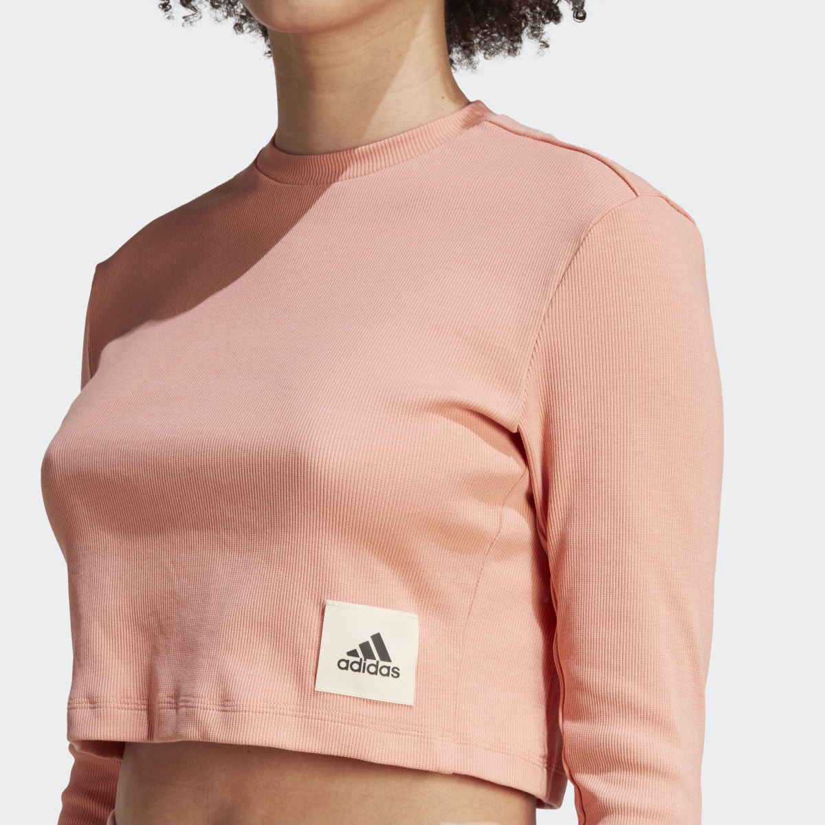 Adidas Lounge Ribbed Crop Long Sleeve Tee. 6