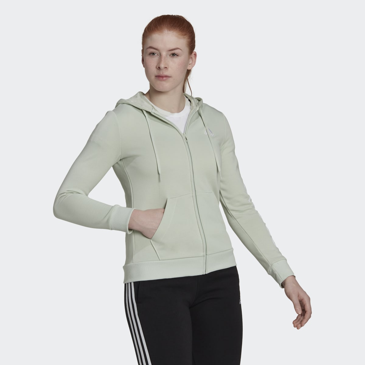 Adidas Essentials Logo Full-Zip Kapüşonlu Üst. 4