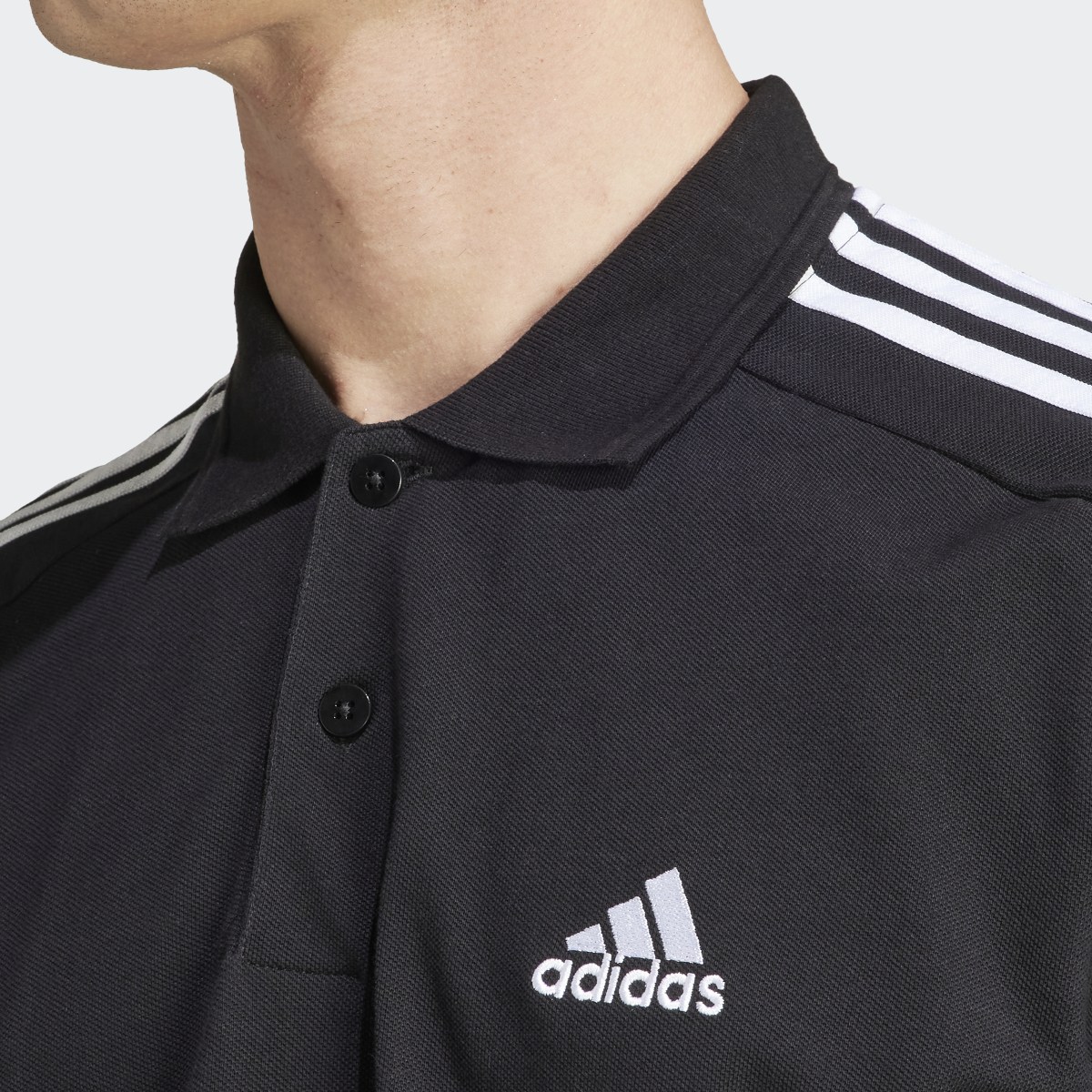 Adidas Essentials Piqué Embroidered Small Logo 3-Stripes Polo Shirt. 7