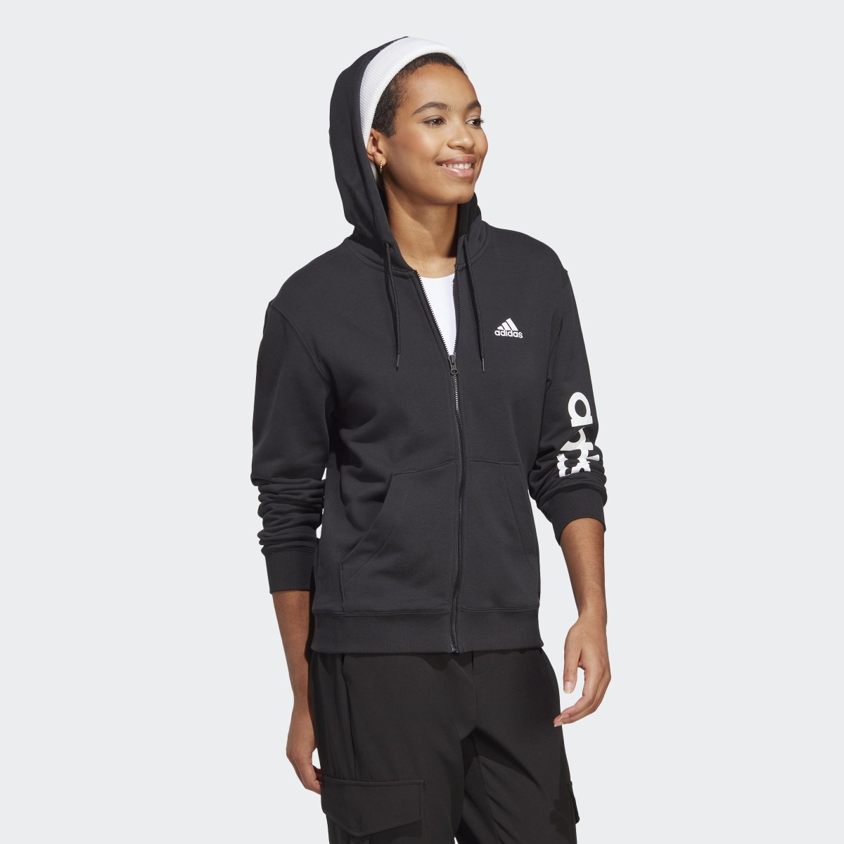 Adidas Veste à capuche entièrement zippée en molleton Essentials Linear (Grandes tailles). 4